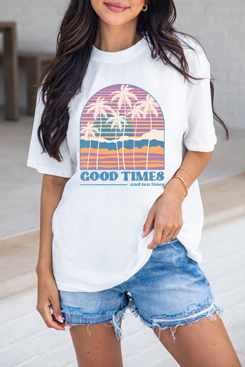 Good Times Tan Lines White Oversized Tee